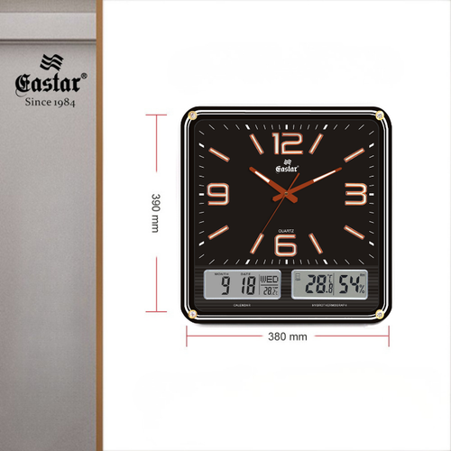Eastar A593YG B S�cakl�k Nem �l�er Fosforlu Duvar Saati