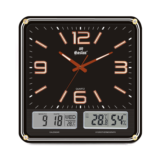 Eastar A593YG B S�cakl�k Nem �l�er Fosforlu Duvar Saati