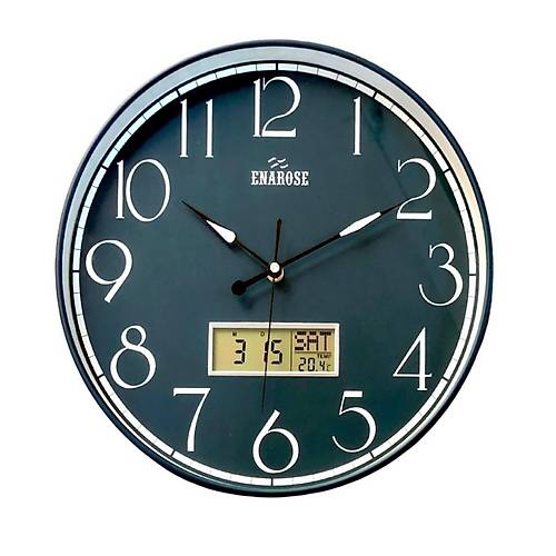 Enarose A25541 Fosforlu Duvar Saati Takvim/S�cakl�k