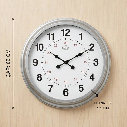 Eastar A762635 60 cm Metal Kasa Ah�ap Kadran Duvar Saati