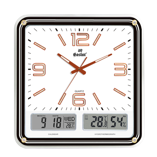 Eastar A593YG A Bizote Caml� Fosforlu Duvar Saati (S�cakl�k & Nem �l�er)