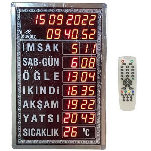 Eastar Namaz Vakitleri Saati B�y�k Boy Kumandal� Krom