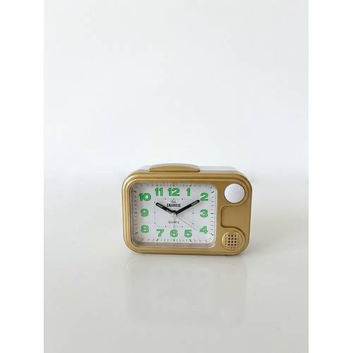 Enarose E3519 Gold Y�ksek Zil Sesli Fosforlu Masa Saati
