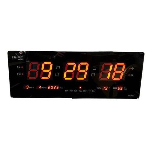 Enarose E2158 Krom �er�eveli Dijital Duvar Saati