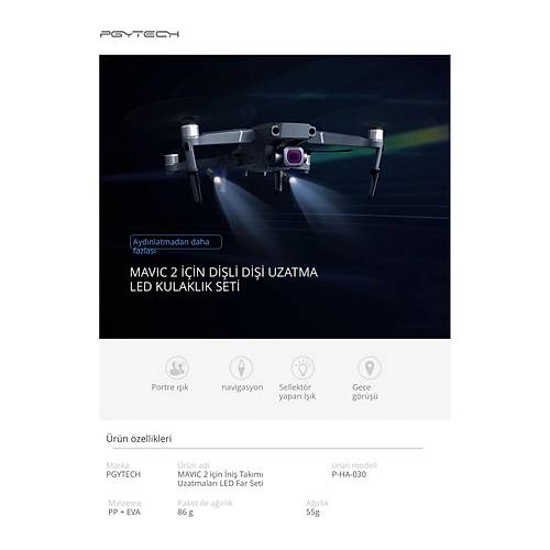 DJI  PGYTECH Landing Gear Extensions LED Headlamp Set (Mavic 2 iin)
