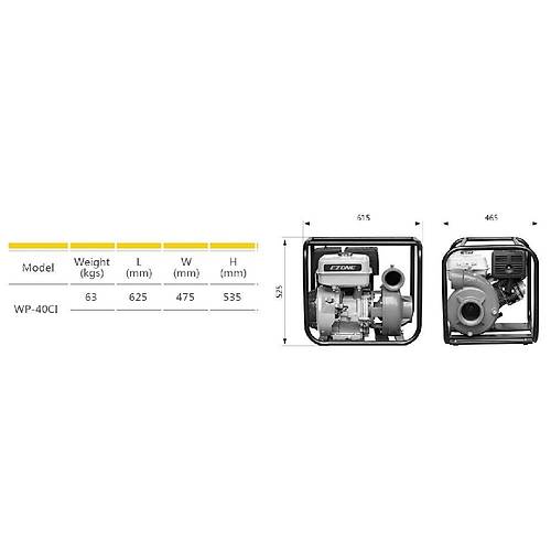 Garden Pro WP-40CI Yksek Basnl Dkm Su Motoru 60 mt-90 Ton/saat