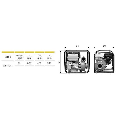 Gardenpro WP-40CI Y�ksek Bas�n�l� Su Motoru 60 mt-90 Ton/saat 15 Hp