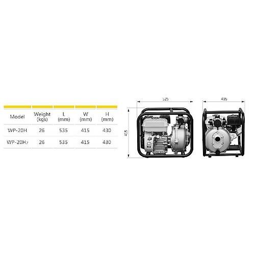 Gardenpro WP-20H2 Yksek Basnl Benzinli Su Motoru 75 mt