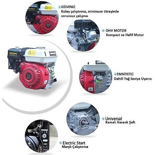 Tomking TK168 E Mar�l� Benzinli Motor Kamal� Krank 6,5 Hp