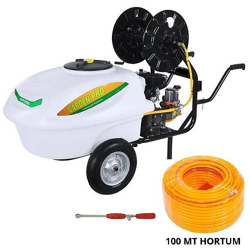 Gardenpro Benzinli Bas�n�l� �la�lama Makinas� 200 Lt + 100 mt �la�lama Hortumu
