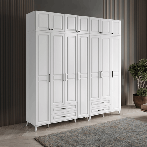 Seronay Mirea 7 Kapakl� �ekmeceli Y�kl�kl� Beyaz Gard�rop