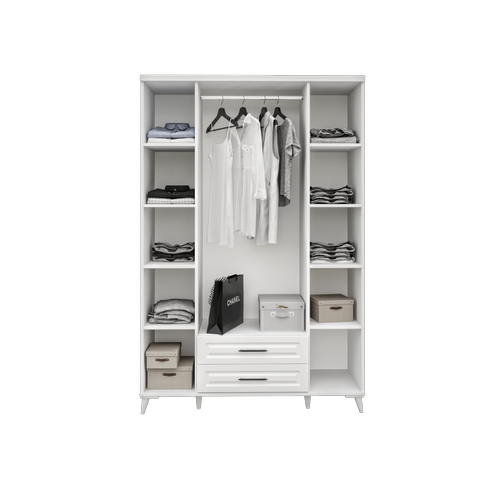 Seronay Mirea 4 Kapakl� Aynal� Beyaz Gard�rop