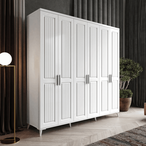 Seronay Adora 6 Kapakl� Beyaz Gard�rop