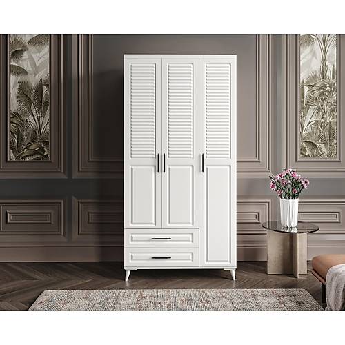 Seronay Valen 3 Kapakl� �ekmeceli Beyaz Gard�rop