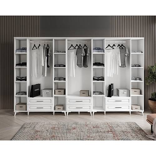 Seronay Mirea 10 Kapakl� 6 �ekmeceli Beyaz Gard�rop