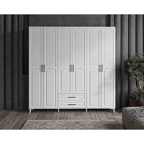 Seronay Valen 6 Kapakl� �ekmeceli Beyaz Gard�rop