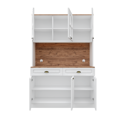 Seronay Vesta Kahve K��esi - 140 cm MDF Mutfak Dolab� - LED Ayd�nlatmal�