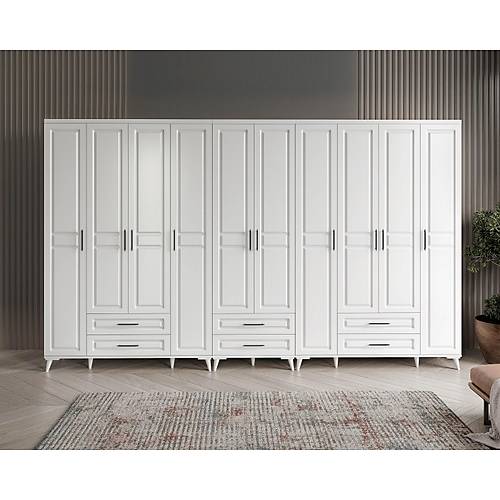 Seronay Mirea 10 Kapakl� 6 �ekmeceli Beyaz Gard�rop