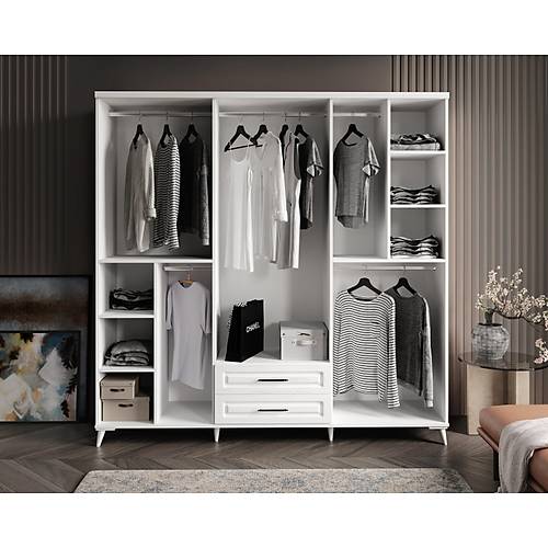 Seronay Mirea 6 Kapakl� Beyaz Gard�rop � Elbise Dolab�