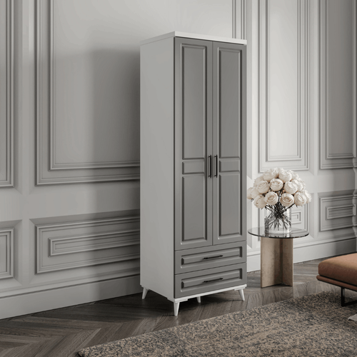 Seronay Mirea 2 Kapakl� �ekmeceli Antrasit - Beyaz Gard�rop