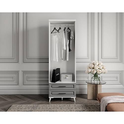 Seronay Mirea 2 Kapakl� �ekmeceli Antrasit - Beyaz Gard�rop