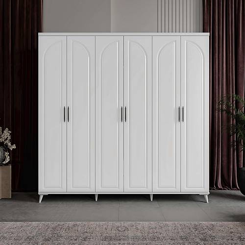 Seronay Kerem 6 Kapakl� Beyaz Gard�rop