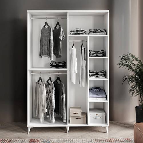 Seronay Neris 4 Kapakl� Beyaz Gard�rop