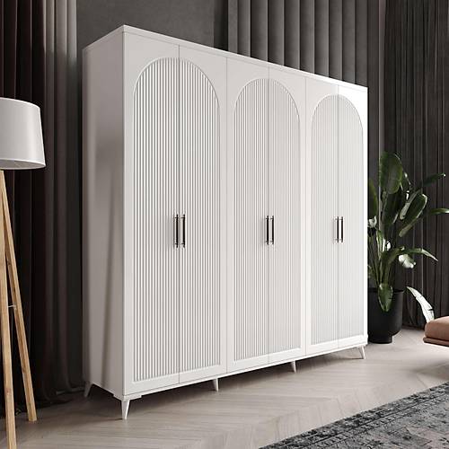 Seronay Neris 6 Kapakl� Beyaz Gard�rop