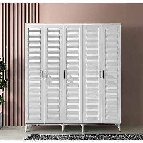 Seronay Lavin 5 Kapakl� Beyaz Gard�rop