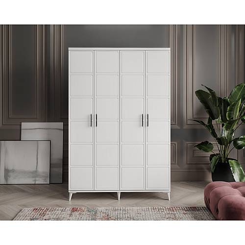 Seronay Lenza 4 Kapakl� Beyaz Gard�rop