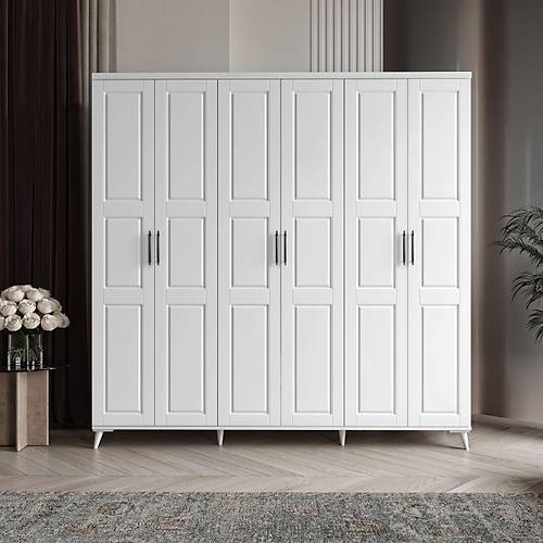 Seronay Siena 6 Kapakl� Beyaz Gard�rop