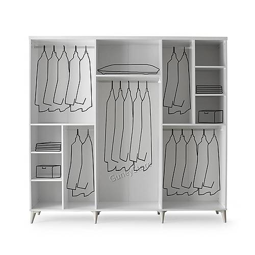 Seronay Lavin 6 Kapakl� Beyaz Gard�rop