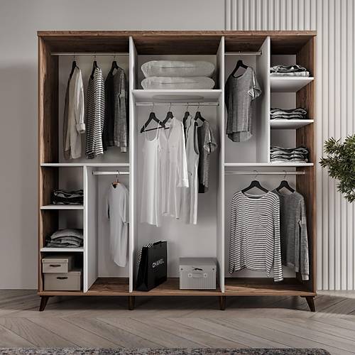 Seronay Lorin 6 Kapakl� Aynal� Atlantik �am-Beyaz Gard�rop