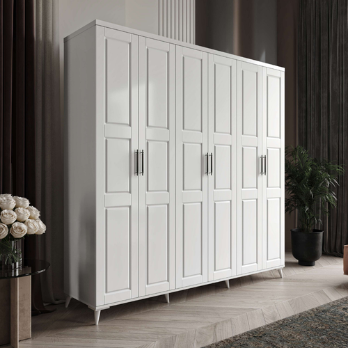 Seronay Siena 6 Kapakl� Beyaz Gard�rop