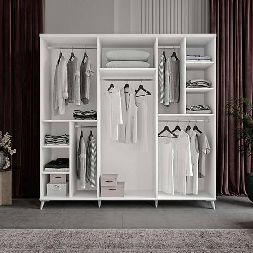 Seronay Kerem 6 Kapakl� Beyaz Gard�rop