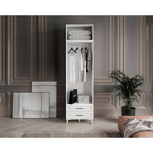 Seronay Mirea 2 Kapakl� 2 �ekmeceli Y�kl�kl� Beyaz Gard�rop