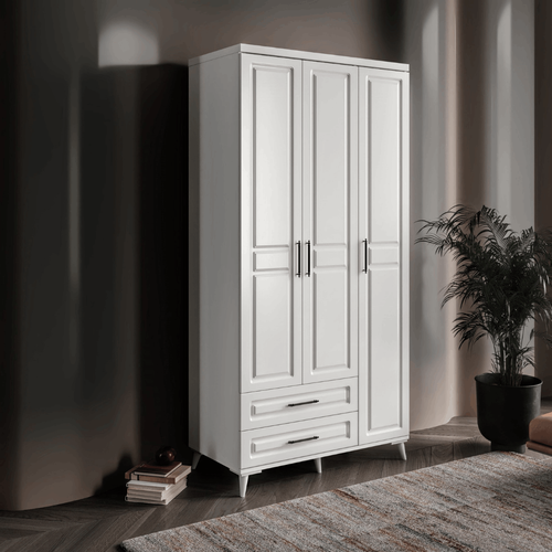 Seronay Mirea 3 Kapakl� �ekmeceli Beyaz Gard�rop