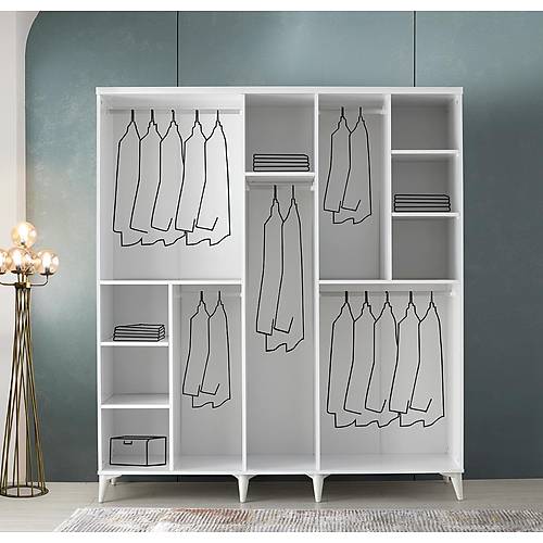 Seronay Lorin 5 Kapakl� Beyaz Gard�rop