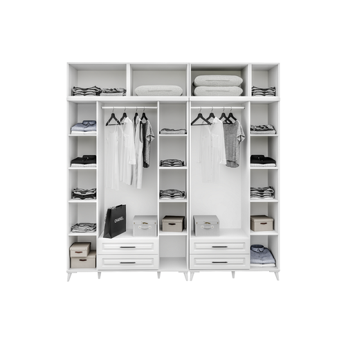 Seronay Mirea 7 Kapakl� �ekmeceli Y�kl�kl� Beyaz Gard�rop