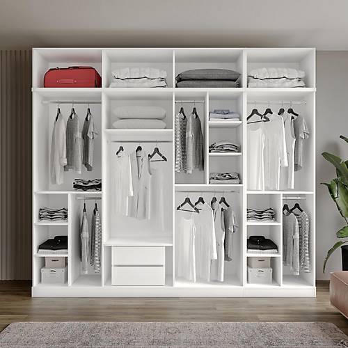 Seronay Neris 8 Kapakl� Y�kl�kl� Beyaz Gard�rop