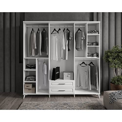 Seronay Valen 6 Kapakl� Aynal� Beyaz Gard�rop