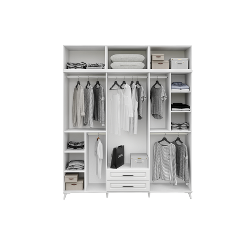 Seronay Mirea 6 Kapakl� 2 �ekmeceli Y�kl�kl� Beyaz Gard�rop