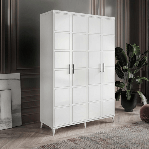 Seronay Lenza 4 Kapakl� Beyaz Gard�rop