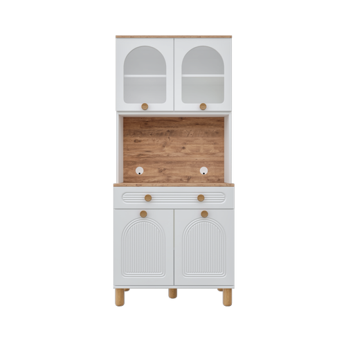 Seronay Rosela 2 Kapakl� Kahve K��esi � 93 cm MDF, LED Ayd�nlatmal�, �ok Ama�l� Mutfak ve Airfryer Dolab�