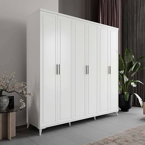 Seronay Milen 6 Kapakl� Beyaz Gard�rop