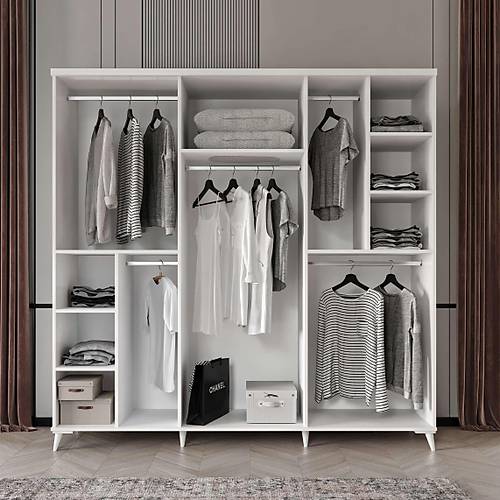 Seronay Larus 6 Kapakl� Beyaz Gard�rop