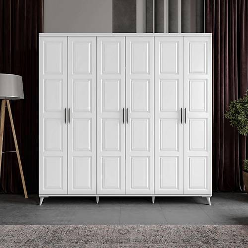 Seronay Safirra 6 Kapakl� Beyaz Gard�rop