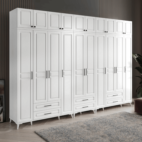 Seronay Mirea 10 Kapakl� �ekmeceli Y�kl�kl� Beyaz Gard�rop