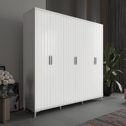 Seronay Odrel 6 Kapakl� Beyaz Gard�rop