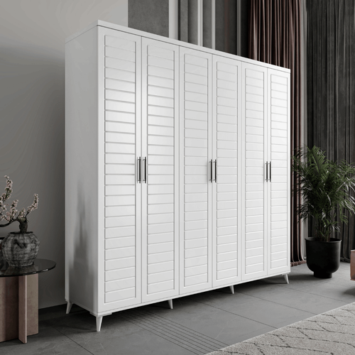 Seronay Rodosa 6 Kapakl� Beyaz Gard�rop